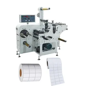 Roll To Roll Blank Adhesive Paper Label Rotary Die Cutting Slitting Turret rewinding Machine
