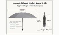 Parapluie manuel 8 baleines, revêtement noir, 4 sections, pliable, protection solaire et pluie, imperméable, pour femmes, vente en gros, usine source Chine