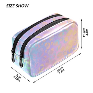 กล่องดินสอแบบพกพาอเนกประสงค์สองด้านสำหรับนักเรียน  รุ่นใหม่ล่าสุด  วัสดุโพลีเอสเตอร์  ซิปคู่ - Product Image 3