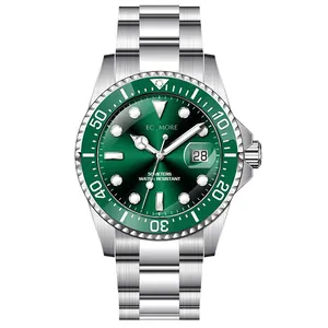 Toptan lüks yeşil kadranlı saatler erkekler için 5ATM su geçirmez klasik moda adam bilek iş saatler