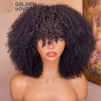 Perruque en cheveux humains bouclés afro-kinky, fabriquée à la machine, pour femmes noires, cheveux humains vierges naturels brésiliens, coupe bob, vente en gros d'usine, pas cher