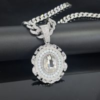 Nouveau collier pendentif ovale en pierre précieuse pour homme et femme, style cour, alliage, bijoux hip-hop, cadeau de fête