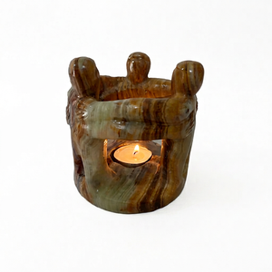 Porte-bougie en onyx de haute qualité, design personnalisé, décoration d'intérieur unique, imperméable, fabriqué à la main, certifié ISO, artisanat naturel - Product Image 1