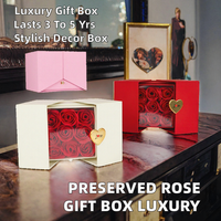 Vente en gros de 9 à 16 roses éternelles préservées, boîte cadeau de luxe carrée avec bordure dorée, cadeau souvenir pour la Saint-Valentin pour elle, longue durée