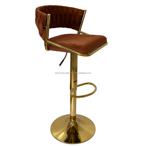 Silla de <span class=keywords><strong>Barra</strong></span> de Grado Comercial con Rango de Altura de 60-80 cm y Estructura Dorada para Restaurante, Bar y Sala de Maquillaje - Product Image 5