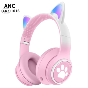Casque sans fil LED Glare System confortable avec oreilles de chat, son stéréo, annulation active du bruit et éclairage RGB pour DJ - Product Image 3