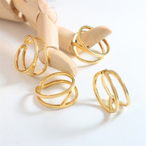 New Arrival Stainless Steel <b>Adjustable</b> <b>Ring</b> Gold Plated Hollow Finger <b>Ring</b> - Product Image 3