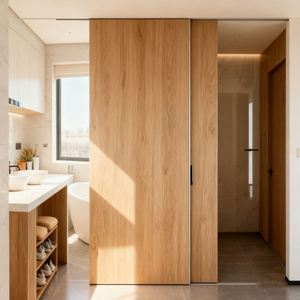 Kits de cadres de portes coulissantes invisibles WEKIS en aluminium avec rails à fermeture/ouverture douce, montants en bois recouverts d'acier pour extérieur/intérieur/chambre – Installation facile - Product Image 5