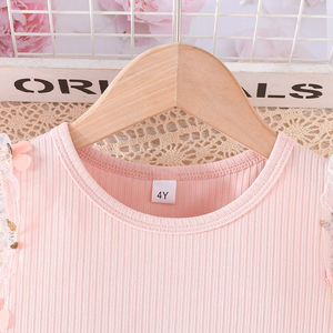 Vestidos Elegantes de Moda para Niñas de 4 a 7 Años, Diseño ODM, Vestidos de Manga Corta con Volantes y Decoración de Encaje para Niñas Pequeñas - Product Image 2