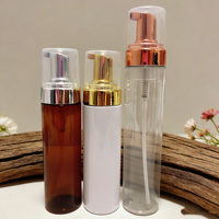 Botol Busa Kosmetik PET Tersedia, Dispenser Sabun Bulat, Botol Pompa Busa Pembersih Wajah Putih Kecil untuk Pembersih Bulu Mata
