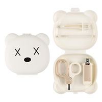 Kit de soins des ongles pour bébé en forme d'ours, 4 pièces, sans BPA, 0-24 mois, coupe-ongles, lime, ciseaux de sécurité avec étui pour nouveau-nés