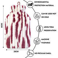 Bouteille d'eau chaude en caoutchouc multicolore personnalisée, 1000 ml, 2000 ml, avec housse en peluche pour soulager la douleur