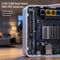 Antenne WiFi FuRao FR-2458-001 FPC carrée mini double bande 2,4 GHz 5,8 GHz 3,5 dBi à gain élevé pour connecteur MHF4 routeur WiFi ESP32