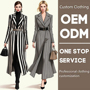Customized Luxury Premium High Quality Fashionable <strong>Women's</strong> Striped Suits <strong>Coat</strong> Vintage Outfits Loose Long Trench <strong>Coat</strong> <strong>for</strong> <strong>Women</strong> - Product Image 1