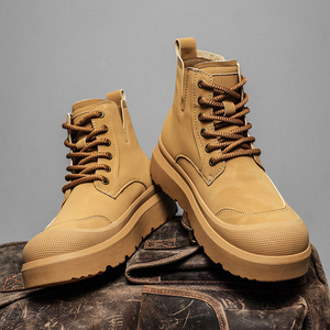 Bottes <span class=keywords><strong>Martin</strong></span> à semelle en caoutchouc de haute qualité, protection des orteils, semelle épaisse confortable, bottes décontractées à tige haute, bottes en cuir personnalisées pour hommes - Product Image 3