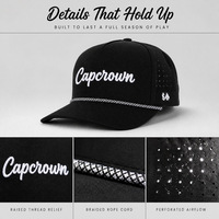 Casquette de golf structurée à logo personnalisé en corde, respirante avec panneaux perforés pour hommes, vente en gros, casquette de baseball d'extérieur en vrac