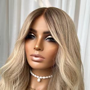 Peluca Corta de <span class=keywords><strong>Pelo</strong></span> Europeo Rubio Ombré con Raíz Marrón, <span class=keywords><strong>Pelo</strong></span> Humano Kosher Crudo, <span class=keywords><strong>Balayage</strong></span>, 13x4, Encaje, Top, Pelucas Judías para Mujer - Product Image 3