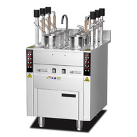 Cuiseur électrique commercial de nouilles de soupe entièrement automatique Machine à nouilles de boulette à 3 têtes Équipement de cuisson commercial de levage de gaz