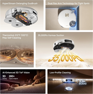 Dreame X60 Ultra <span class=keywords><strong>Aspirateur</strong></span> Robot 8,8 cm avec franchissement d'obstacles, détection <span class=keywords><strong>de</strong></span> taches par lumière bleue IA, double bras flexible, appareil électroménager intelligent en gros - Product Image 5
