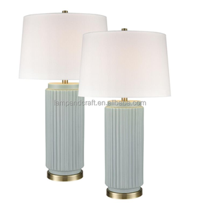 Beige Ceramic Vase Table <b>Lamp</b> with a White Linen Shade and 3-way <b>Switch</b> at Socket - Product Image 2