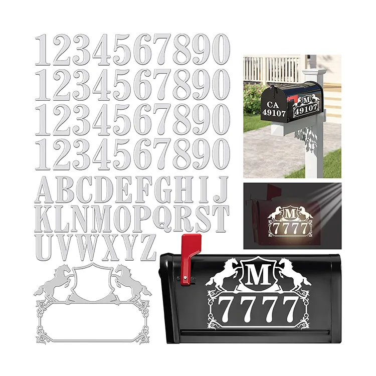 Self Adhesive Vinyl Letters Numbers reflective white mailbox numbers sticker decal, mailbox numbers stickers reflective
