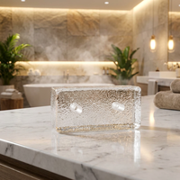 Brique de verre décorative de luxe faite à la main, perforée, texture écorce d'orange, fusion à chaud, pour mur-rideau architectural d'hôtel