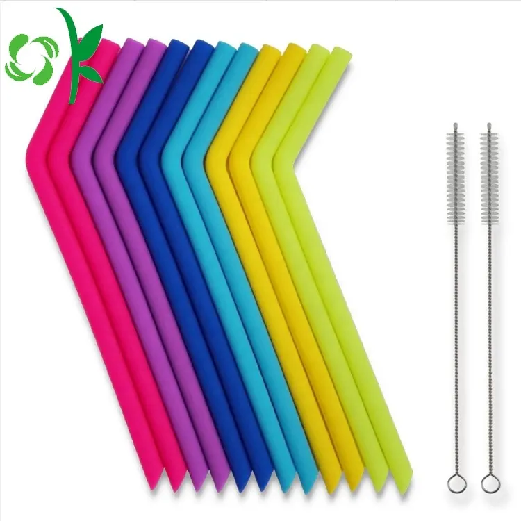 OKSILICONE High Quality Silicone Straws Easy To Clean Drinking Straw Eco-friendly Reusable For Bar Drinking Straw