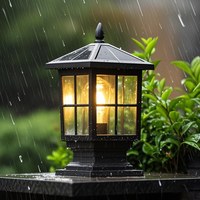 Lampe solaire LED à brancher pour poteau de portail, pilier, cour, jardin, en alliage d'aluminium, IP33, abat-jour en verre, garantie 8 ans