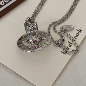 Top-Level hoàng hậu Mặt trời Mặt Trăng hành tinh Vòng cổ toàn cầu cơ thể vàng bạc Stereo Saturn cầu vồng Sao Mặt Trăng Saturn màu mặt dây chuyền - Product Image 3