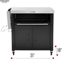 Chariot Îlot de Cuisine d'Extérieur en Métal Durable avec Table d'Appoint Pliante, Plateau en Acier Inoxydable, Meuble de Barbecue Mobile pour Extérieur