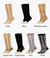 Chaussettes de compression pour hommes et femmes, soutien du genou, chaussettes à fermeture éclair, chaussettes ouvertes pour femmes, fines, anti-fatigue, extensibles, chaussettes de sport hautes, unisexe