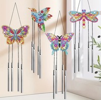 Kit de pendentif attrape-soleil et carillon à vent en cristal, motif paysage marin classique papillon, pour peinture diamant 5D DIY