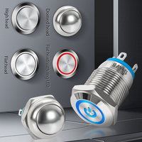 Aibeiken Interrupteurs à bouton-poussoir en métal LED éclairés 16 mm 19 mm 22 mm 12 volts, interrupteurs étanches avec logo personnalisé