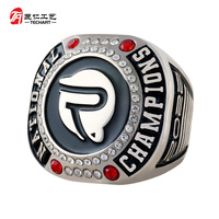 Bague de champion personnalisée avec design en relief 3D, placage nickel noir, taille personnalisée pour cérémonie de remise des prix