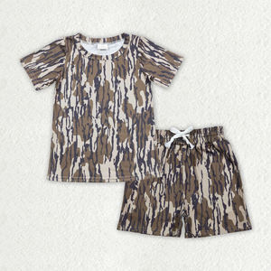 Ensemble de vêtements pour enfants garçons, t-shirt et short à imprimé camouflage de chasse RTS, 2 pièces, printemps automne, 95% coton, 5% élasthanne - Product Image 2