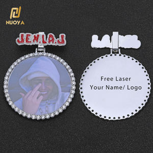 NUOYA liontin foto besar nama merah kait kustom liontin Gambar berlian Iced Out perhiasan Hip Hop - Product Image 1
