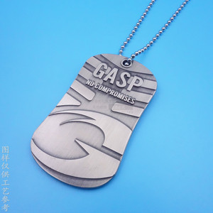Zinc Alloy <b>Dog</b> <b>Tag</b> With Beaded Chain <b>Custom</b> Metal Logo For Clothing Accessories - Product Image 4