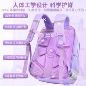 ZMBABY School <b>Backpack</b> For Girls 18 In Plaid Design <b>Large</b> <b>Capacity</b> With Zipper Pocket Purple - Product Image 3