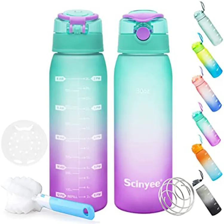 Bottiglia Shaker per sport d'acqua potabile senza perdite da 30 once personalizzata con pennarello