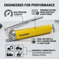 Pistolet à graisse manuel robuste 12000 PSI 400cc de type allemand, anti-fuite, double sortie, pour excavatrice, construction, bricolage, OEM/ODM