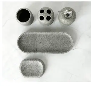 Distributeur automatique de savon liquide, ensemble d'accessoires de salle de bains, gobelet, support de brosse à dents, plateau de bain