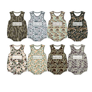 Ropa de Moda al por Mayor, Mono de Burbuja para Bebés Niñas con Diseño de Camuflaje de Caza Personalizado con la Frase 'MAMA'S BOY', Nueva Colección, Algodón y Elastano - Product Image 2