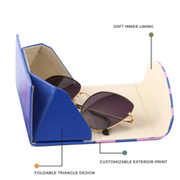 Étui à lunettes triangulaire en papier de luxe, étui à lunettes pliable magnétique triangulaire avec impression par transfert thermique personnalisée pour cadeau de voyage