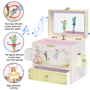 Caja <span class=keywords><strong>de</strong></span> Música <span class=keywords><strong>de</strong></span> Hadas Personalizada - Caja <span class=keywords><strong>de</strong></span> Joyería <span class=keywords><strong>de</strong></span> Papel con Diseño <span class=keywords><strong>de</strong></span> Bosque Encantado, Figura Giratoria, Espejo y Candado, Regalo <span class=keywords><strong>de</strong></span> Princesa para Niñas - Product Image 5