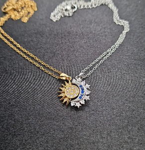 Amistad <span class=keywords><strong>Luna</strong></span> y sol Collar magnético Símbolo Dos personas Día y Noche Regalo para pareja para hermana para hermano Uso diario - Product Image 2