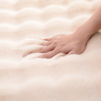 Tapis 3D de Salon en Gros 200*300 Grande Taille, Tapis Moelleux Marron en Fausse Fourrure de Lapin