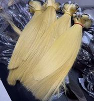 Paquetes de Cabello Humano Virgen 15A, Liso, Rubio, Doble Trama, Cierre de Cabello Virgen, Cabello Virgen de Templo del Sur de la India, Cabello de 1 Donante