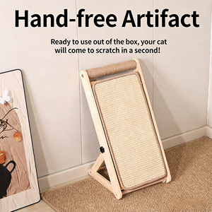 Installatievrij massief houten sisal opvouwbaar krabplank voor katten, verticaal aan de muur te bevestigen, slijtvast, zonder resten, krabmat voor katten - Product Image 4