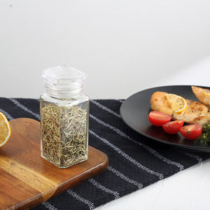 Poivrière et salière <span class=keywords><strong>de</strong></span> <span class=keywords><strong>poche</strong></span> carrée moderne <span class=keywords><strong>de</strong></span> 100ml certifiée LFGB avec couvercle en plastique, bouteille en verre pour assaisonner les épices. - Product Image 4