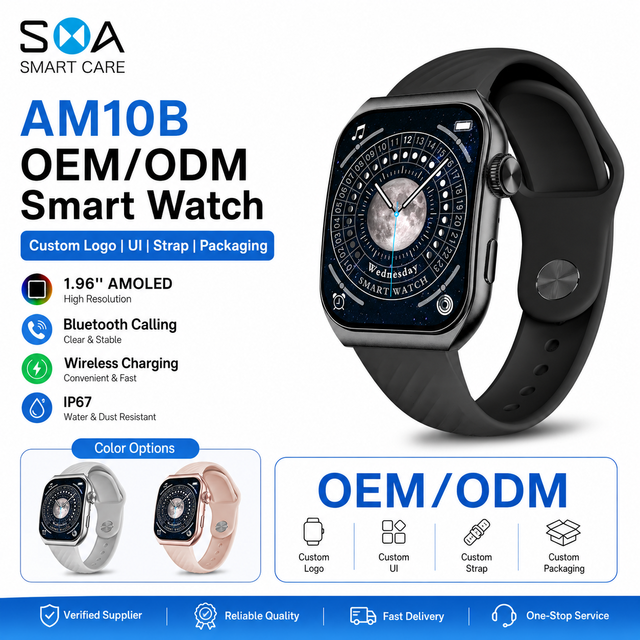 OEM ODM Custom Logo 1.96 Inch AMOLED Smart Watch Calling Wireless Charging IP67 Health Tracker for Men Women
